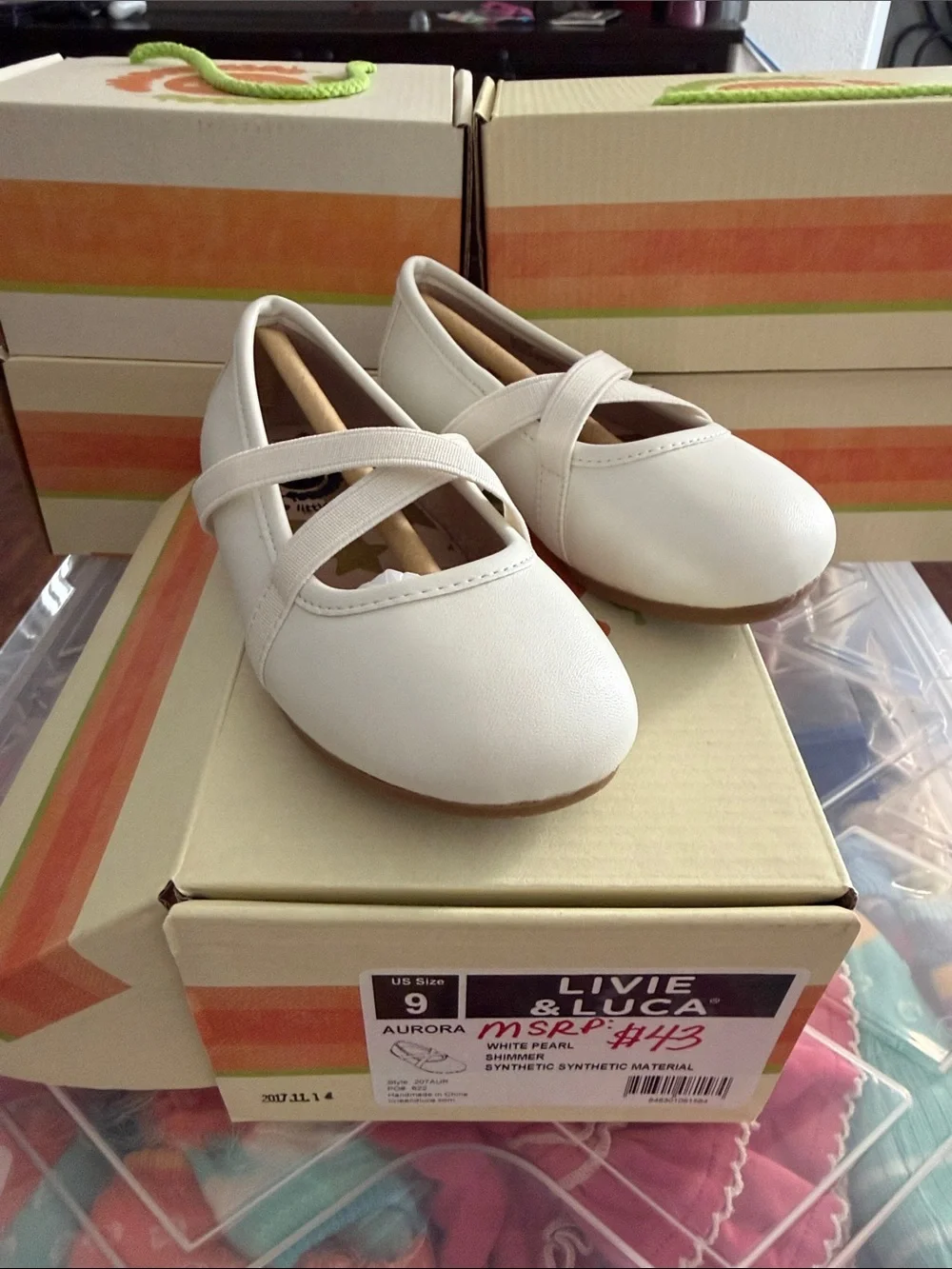 Livie & Luca White Pearl Cross-Strap Mary Jane Shoes